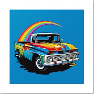 Artistic Antique Colorful Pick-Up Truck Posters and Art